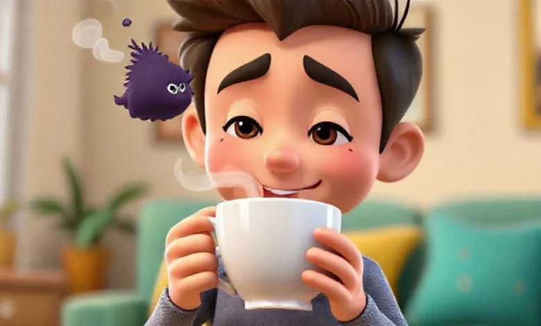 Sıcak bir fincan çay eşliğinde stresi yenen, huzurlu bir an. Çay ile rahatlama ve dinginlik.